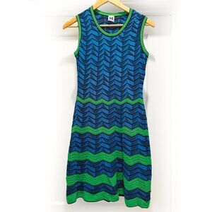 M MISSONI Blue Knit Chevron dress, Size 4 US